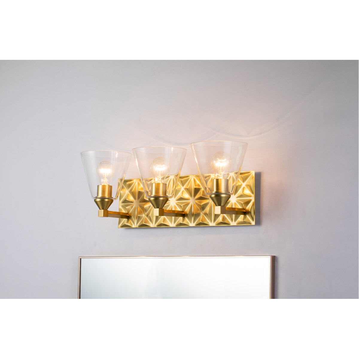 Alpha 3 Light 25 inch AGB Bath Light Wall Light in Antique Brass